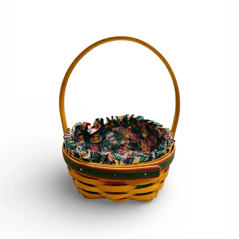 Longaberger Easter Basket, featuring a wooden bunny tie-on and fabric liner 1999